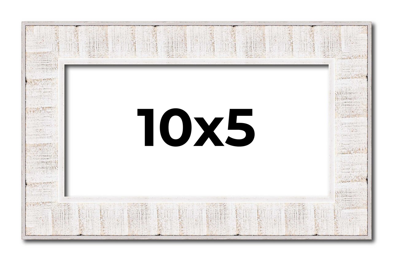 Panoramic Sculpted White Picture Frame - UV Acrylic, Foam Board Backing, Hanging Hardware